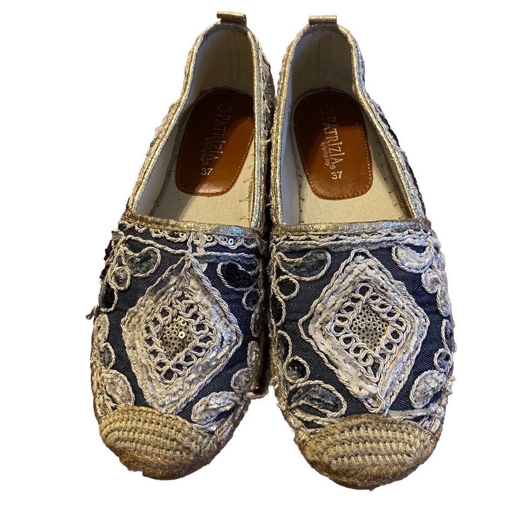 PATRIZIA Springstep US 6.5 - 7 EU37 Agleam  Embroidered Sequin Espadrilles READ